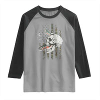 Halloween Fishing Skeleton Skull Raglan Shirt American Flag Camo Fish Skull Fisherman Gifts