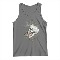 Halloween Fishing Skeleton Skull Tank Top American Flag Camo Fish Skull Fisherman Gifts