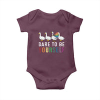 Rainbow Goose Dare to Be Yourself LGBTQ Pride Baby Onesie - Wonder Print Shop