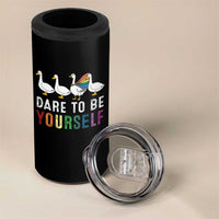 Rainbow Goose Dare to Be Yourself LGBTQ Pride 4 in 1 Can Cooler Tumbler - Wonder Print Shop