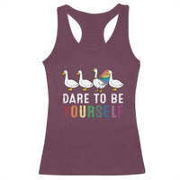 Rainbow Goose Dare to Be Yourself LGBTQ Pride Racerback Tank Top - Wonder Print Shop