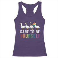 Rainbow Goose Dare to Be Yourself LGBTQ Pride Racerback Tank Top - Wonder Print Shop