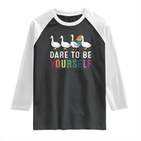 Rainbow Goose Dare to Be Yourself LGBTQ Pride Raglan Shirt - Wonder Print Shop