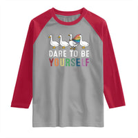 Rainbow Goose Dare to Be Yourself LGBTQ Pride Raglan Shirt - Wonder Print Shop