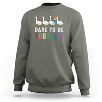 Rainbow Goose Dare to Be Yourself LGBTQ Pride Sweatshirt - Wonder Print Shop