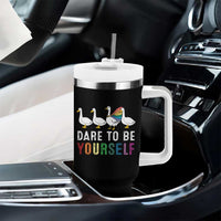 Rainbow Goose Dare to Be Yourself LGBTQ Pride Tumbler With Handle - Wonder Print Shop