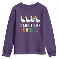 Rainbow Goose Dare to Be Yourself LGBTQ Pride Youth Sweatshirt - Wonder Print Shop