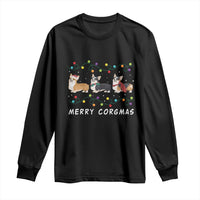 Corgi Dog Christmas Long Sleeve Shirt Merry Corgmas Santa Tree Lights Xmas Dog Mom Ugly
