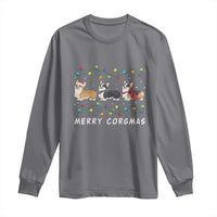 Corgi Dog Christmas Long Sleeve Shirt Merry Corgmas Santa Tree Lights Xmas Dog Mom Ugly