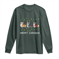 Corgi Dog Christmas Long Sleeve Shirt Merry Corgmas Santa Tree Lights Xmas Dog Mom Ugly