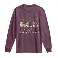 Corgi Dog Christmas Long Sleeve Shirt Merry Corgmas Santa Tree Lights Xmas Dog Mom Ugly