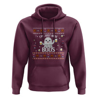 Im Just Here for the Boos Funny Gift Halloween Ghost with Beer Hoodie Ugly Halloween Sweater