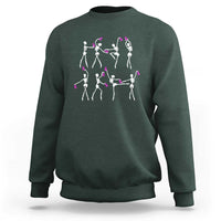 Pink Ribbon Breast Cancer Awareness Sweatshirt Skeleton Ballerinas Ballet Dance Cute Halloween - Wonder Print Shop