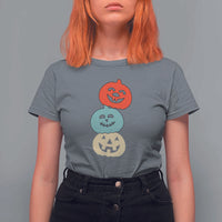 Vintage Halloween Pumpkin Funny Retro Gift T Shirt For Women Cute Spooky Season Clothing - Wonder Print Shop