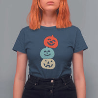 Vintage Halloween Pumpkin Funny Retro Gift T Shirt For Women Cute Spooky Season Clothing - Wonder Print Shop