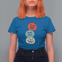 Vintage Halloween Pumpkin Funny Retro Gift T Shirt For Women Cute Spooky Season Clothing - Wonder Print Shop