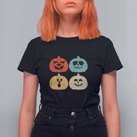 Retro Vintage Halloween Pumpkin Funny Gift T Shirt For Women - Wonder Print Shop