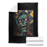 Horror Halloween Skull Throw Blanket Van Gogh Starry Night - Wonder Print Shop