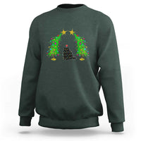 Cute Cat Christmas Sweatshirt Kitty Cat Lover Xmas Tree Lights - Wonder Print Shop