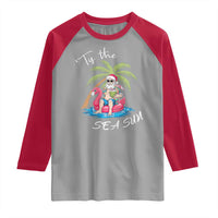 Hawaiian Christmas Santa Raglan Shirt Tis The Sea Sun Beach Hawaii Xmas Tropical Xmas