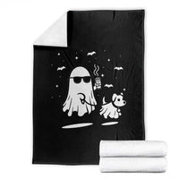 Halloween Ghost Dog Throw Blanket Retro Spooky Season Boo Sheet - Wonder Print Shop