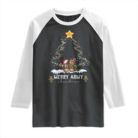 Merry Army Christmas Raglan Shirt Military Family Veteran Xmas Gift Camo Boots