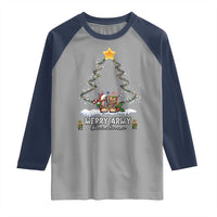 Merry Army Christmas Raglan Shirt Military Family Veteran Xmas Gift Camo Boots