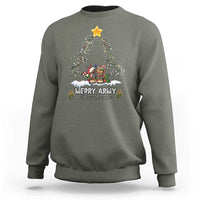 Merry Army Christmas Sweatshirt Military Family Veteran Xmas Gift Camo Boots - Wonder Print Shop