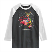Christmas Flamingo Raglan Shirt Tropical Xmas Family Beach Vacation