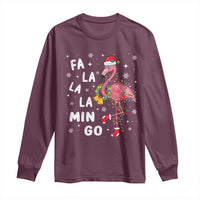 Christmas Flamingo Long Sleeve Shirt Hawaii Christmas Xmas Lights Tree