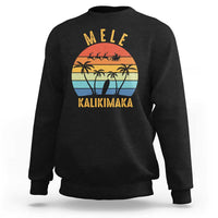 Mele Kalikimaka Hawaiian Christmas Sweatshirt Retro Hawaii Island Palm Beach Surfboard Surf Xmas Family - Wonder Print Shop