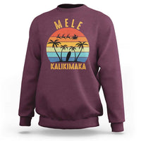 Mele Kalikimaka Hawaiian Christmas Sweatshirt Retro Hawaii Island Palm Beach Surfboard Surf Xmas Family - Wonder Print Shop