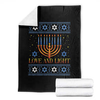 Ugly Hanukkah Throw Blanket Love and Light Jew Menorah Jewish Chanukah - Wonder Print Shop