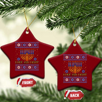 Ugly Hanukkah Ceramic Ornament Love and Light Jew Menorah Jewish Chanukah - Wonder Print Shop