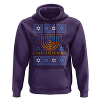 Ugly Hanukkah Hoodie Love and Light Jew Menorah Jewish Chanukah - Wonder Print Shop