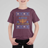 Ugly Hanukkah T Shirt For Kid Love and Light Jew Menorah Jewish Chanukah - Wonder Print Shop