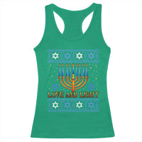 Ugly Hanukkah Racerback Tank Top Love and Light Jew Menorah Jewish Chanukah - Wonder Print Shop