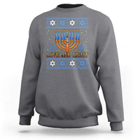 Ugly Hanukkah Sweatshirt Love and Light Jew Menorah Jewish Chanukah - Wonder Print Shop