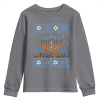 Ugly Hanukkah Youth Sweatshirt Love and Light Jew Menorah Jewish Chanukah - Wonder Print Shop