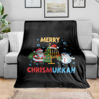 Merry Chrismukkah Throw Blanket Happy Christmas Hanukkah Jewish Santa Snowman - Wonder Print Shop