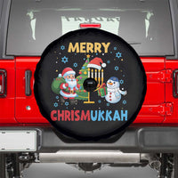 Merry Chrismukkah Spare Tire Cover Happy Christmas Hanukkah Jewish Santa Snowman - Wonder Print Shop