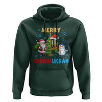 Merry Chrismukkah Hoodie Happy Christmas Hanukkah Jewish Santa Snowman - Wonder Print Shop