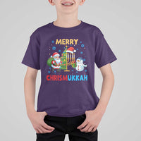 Merry Chrismukkah T Shirt For Kid Happy Christmas Hanukkah Jewish Santa Snowman - Wonder Print Shop