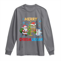 Merry Chrismukkah Long Sleeve Shirt Happy Christmas Hanukkah Jewish Santa Snowman - Wonder Print Shop