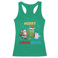 Merry Chrismukkah Racerback Tank Top Happy Christmas Hanukkah Jewish Santa Snowman - Wonder Print Shop