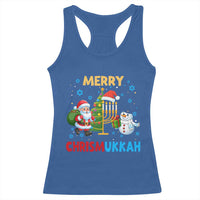 Merry Chrismukkah Racerback Tank Top Happy Christmas Hanukkah Jewish Santa Snowman - Wonder Print Shop