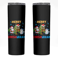 Merry Chrismukkah Skinny Tumbler Happy Christmas Hanukkah Jewish Santa Snowman - Wonder Print Shop