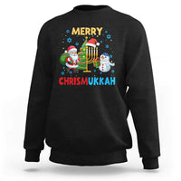 Merry Chrismukkah Sweatshirt Happy Christmas Hanukkah Jewish Santa Snowman - Wonder Print Shop