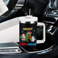 Merry Chrismukkah Tumbler With Handle Happy Christmas Hanukkah Jewish Santa Snowman - Wonder Print Shop