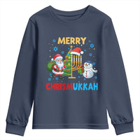 Merry Chrismukkah Youth Sweatshirt Happy Christmas Hanukkah Jewish Santa Snowman - Wonder Print Shop